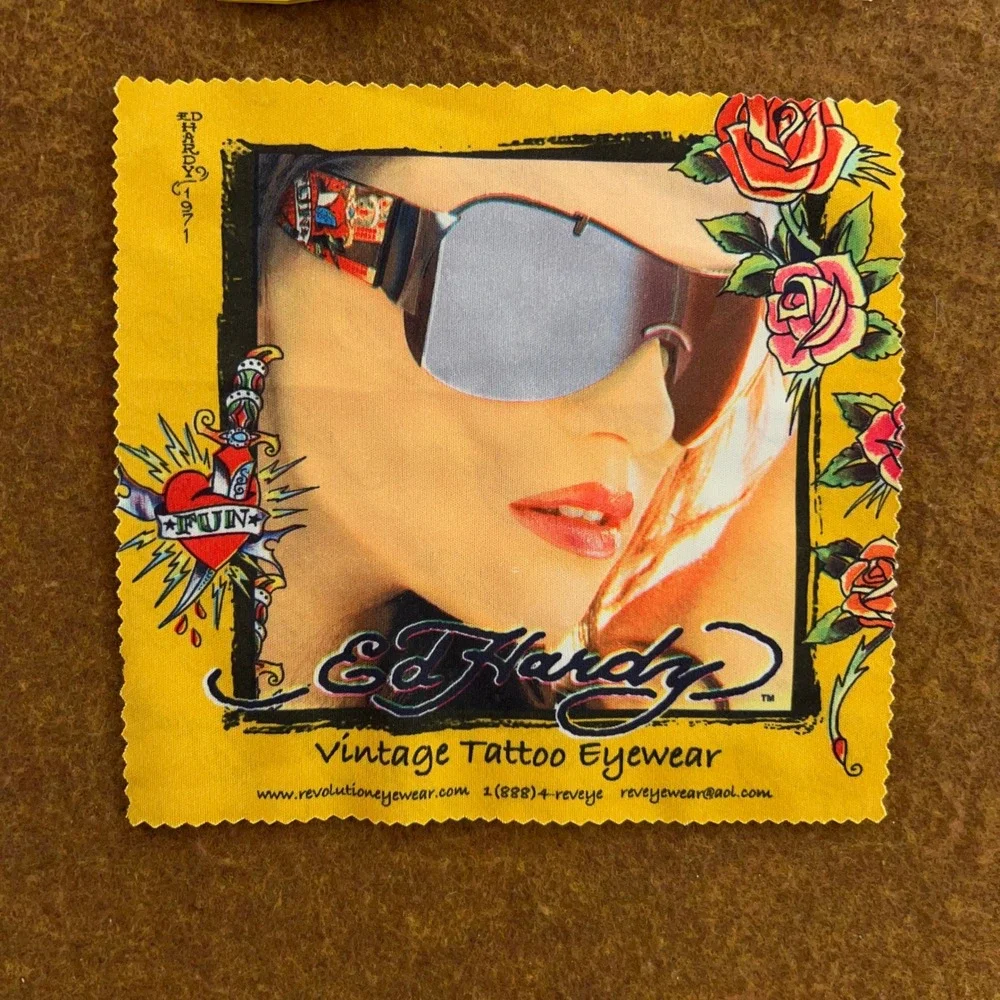 Ed Hardy Unisex OS Black Sheriff Dragon Embroidered Eyewear Sunglasses Case